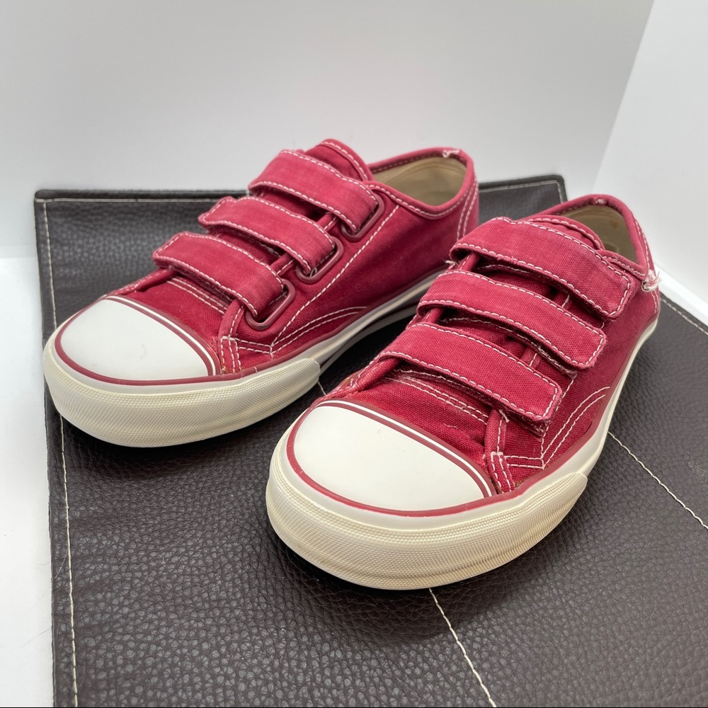 Red and White Vans Shoes with Velcro